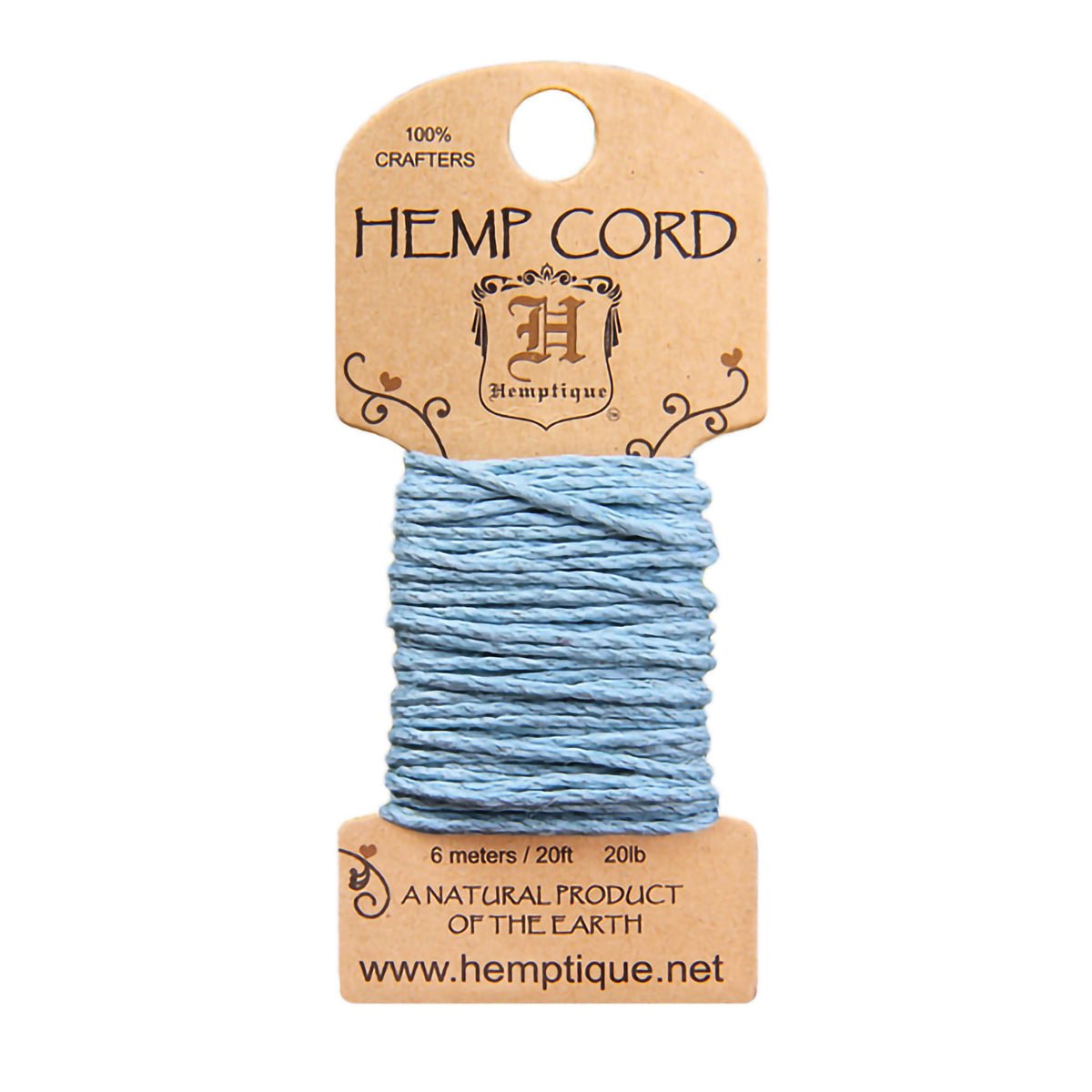 HEMP CORD 20FT LIGHT BLUE