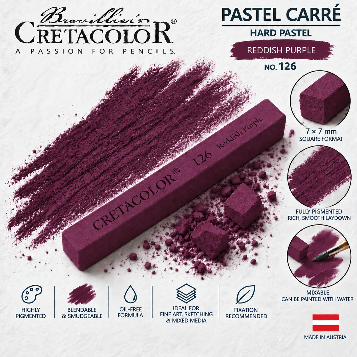 CRETACOLOR PASTEL CARRÉ REDDISH PURPLE