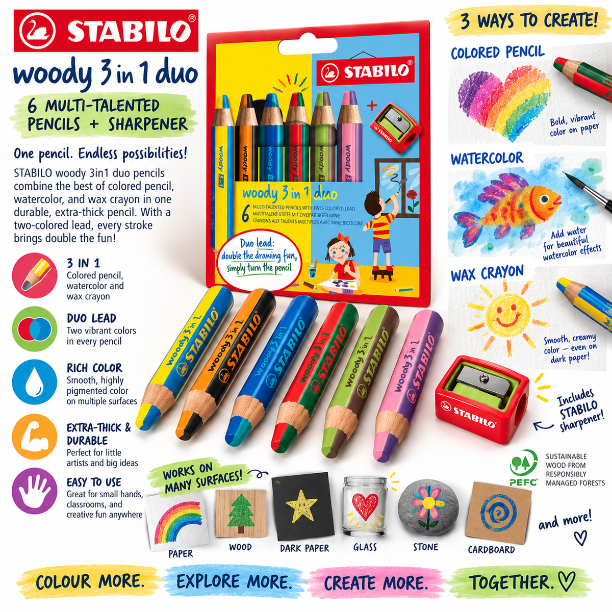 STABILO WOODY 3IN1 DUO 6 WLT/SHRP