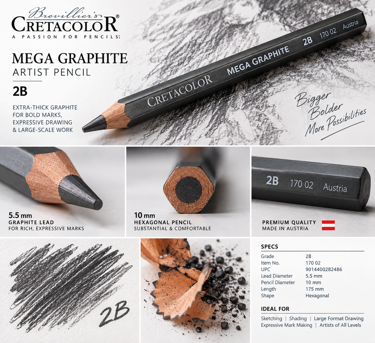 CRETACOLOR MEGA GRAPHITE PENCIL 2B