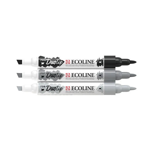 ECOLINE WATERCOLOR DUO TIP SET/3 BLACK AND GREY