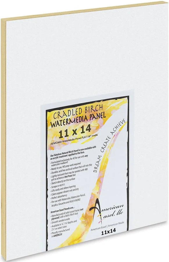 WATERMEDIA FACED CRADLED BIRCH PANEL FLAT 11 X 14 X 7/8"