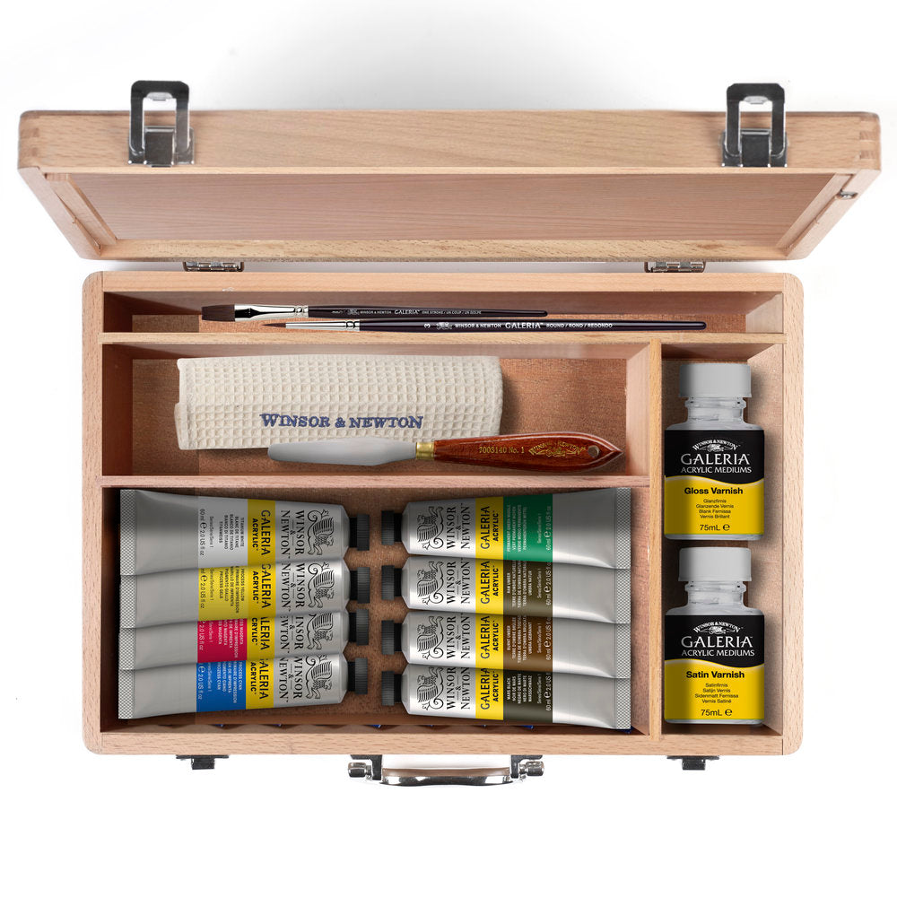 GALERIA ACRYLIC ESSENTIALS GIFT SET - 15PC WOOD BOX