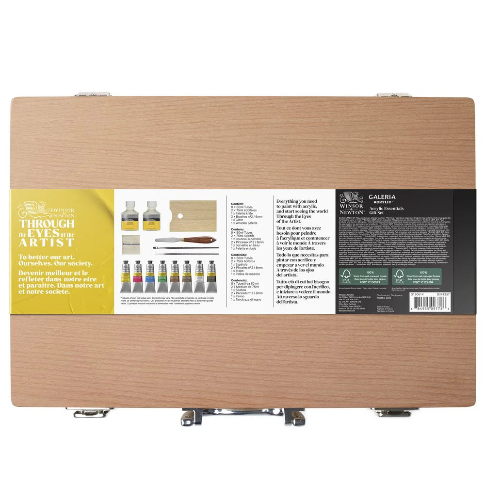 GALERIA ACRYLIC ESSENTIALS GIFT SET - 15PC WOOD BOX