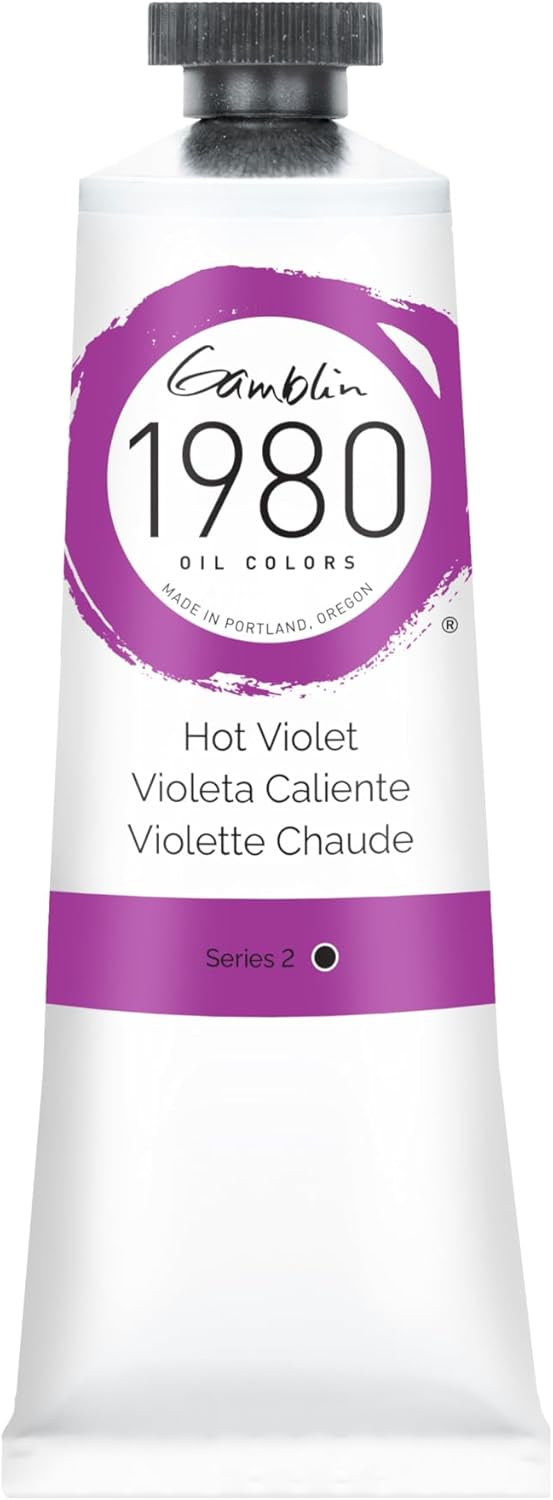 Tube of GAMBLIN 1980 Oil Colors Hot Violet on a white background