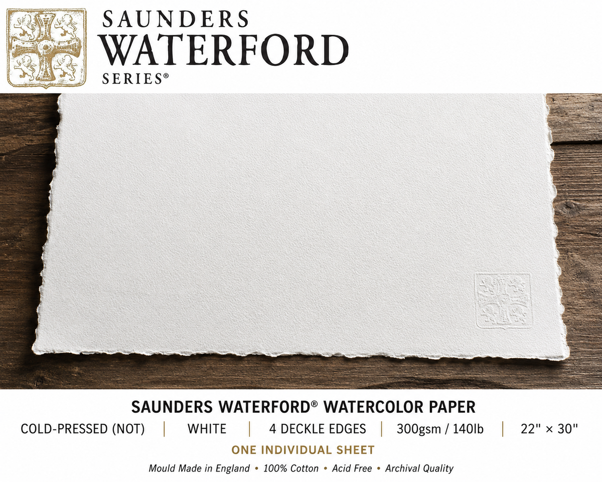 WATERFORD WATERCOLOR COLD-PRESSED WHITE 4-DECKLE 300g 22X30