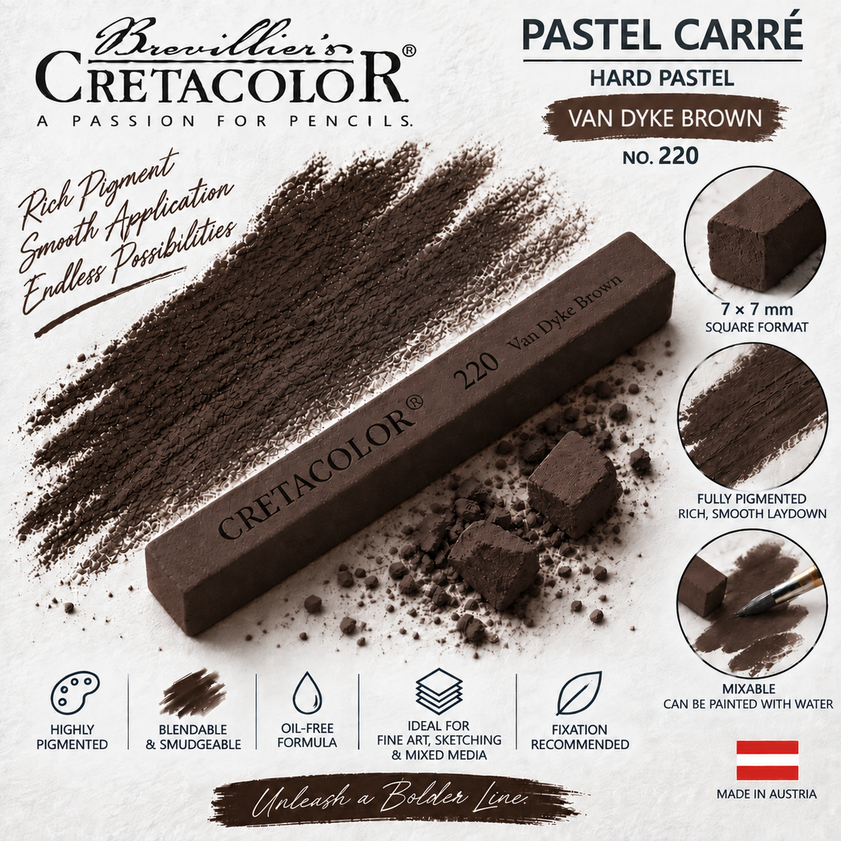 CRETACOLOR PASTEL CARRÉ VAN DYKE BROWN