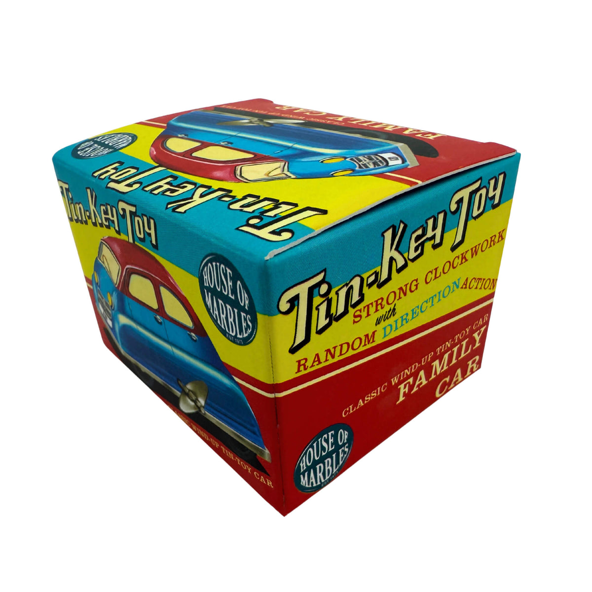 CLASSIC WIND-UP TIN TOY FAMILY CAR