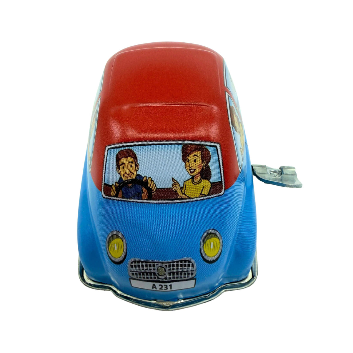 CLASSIC WIND-UP TIN TOY FAMILY CAR
