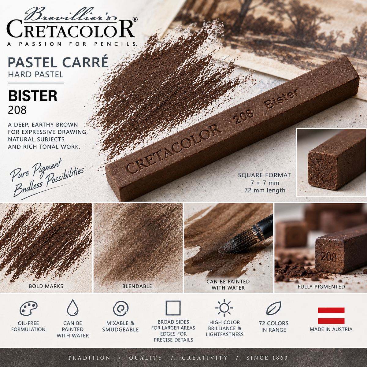 CRETACOLOR PASTEL CARRÉ BISTER