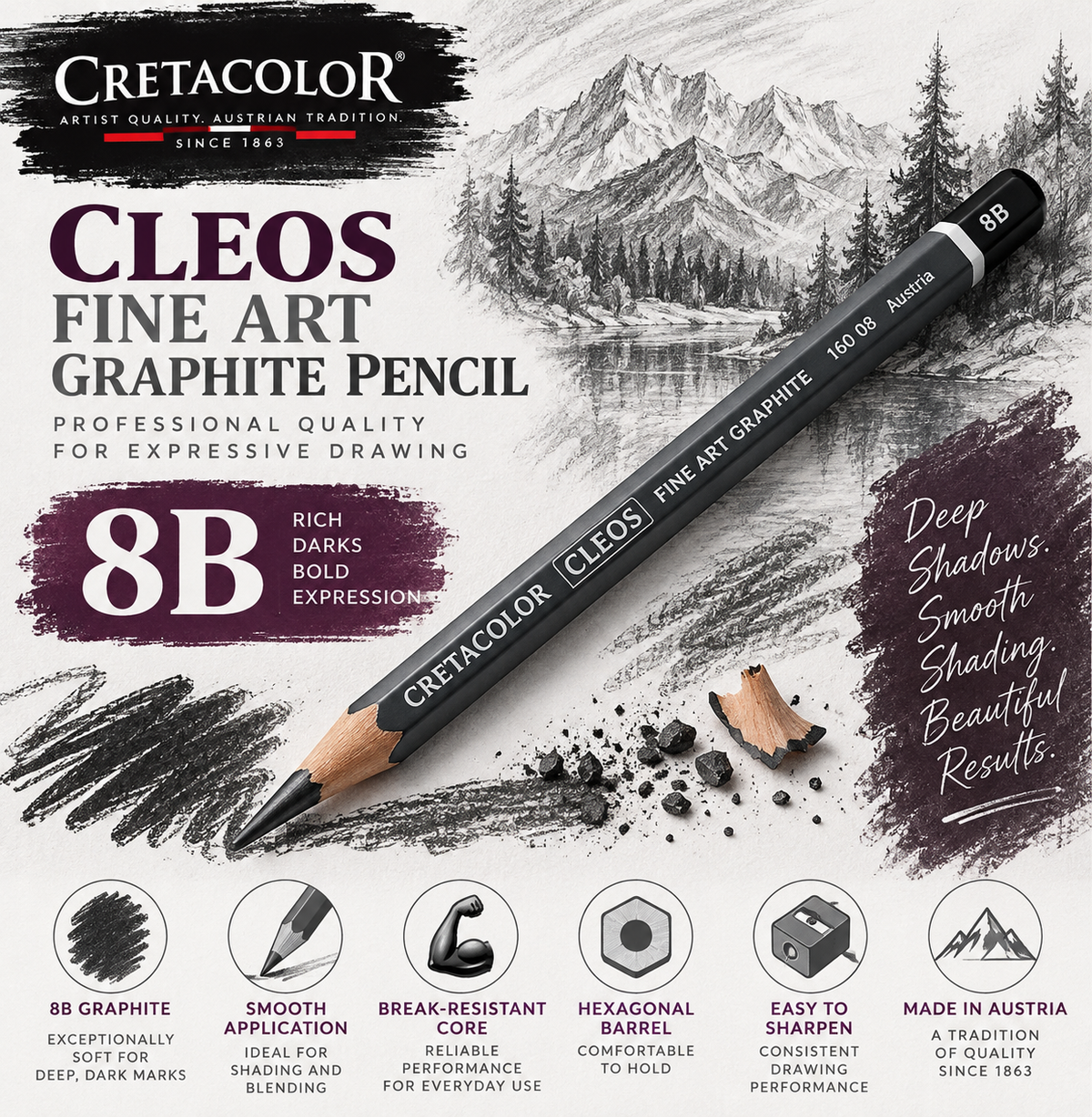CRETACOLOR CLEOS FINE ART GRAPHITE PENCIL 8B