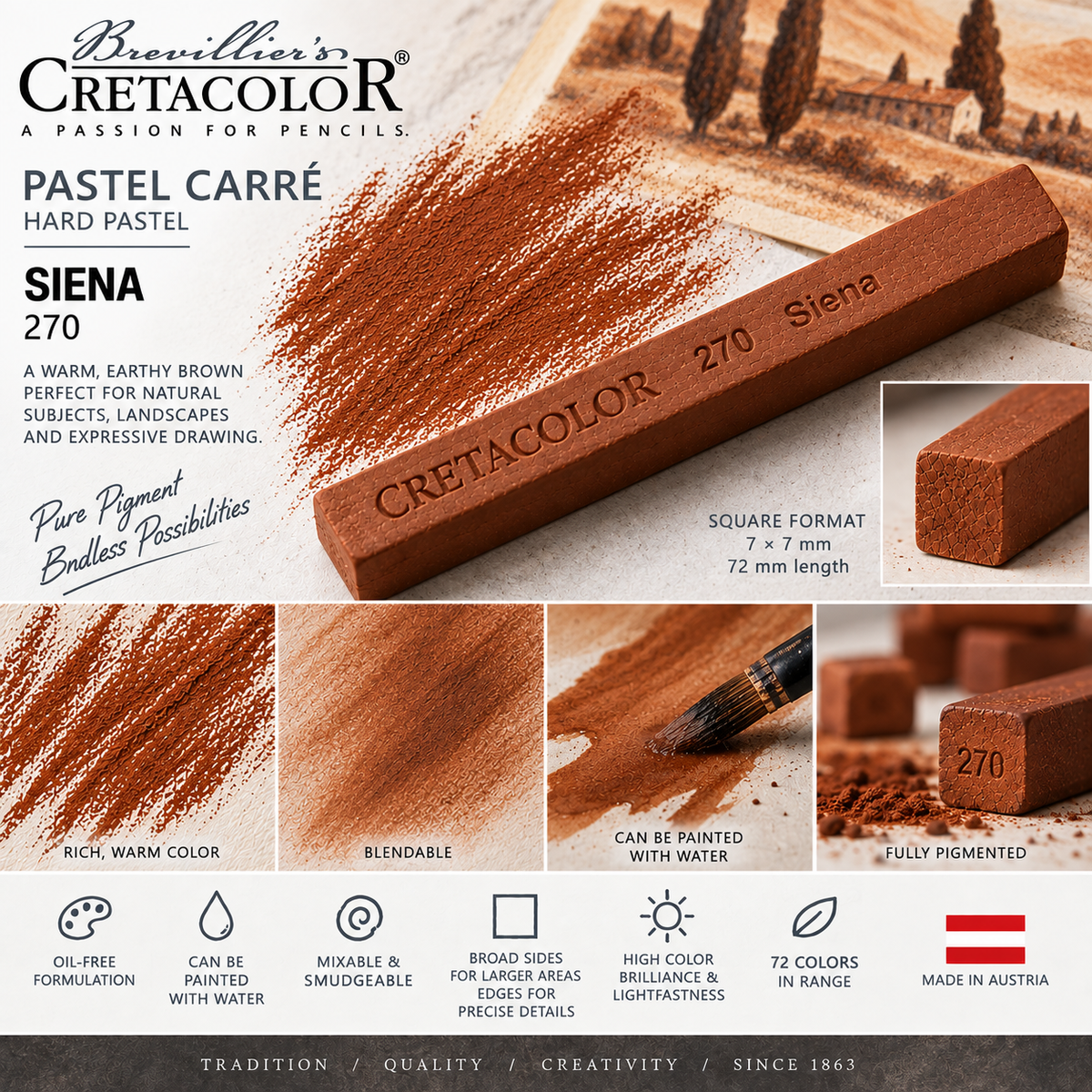 CRETACOLOR PASTEL CARRÉ SIENA