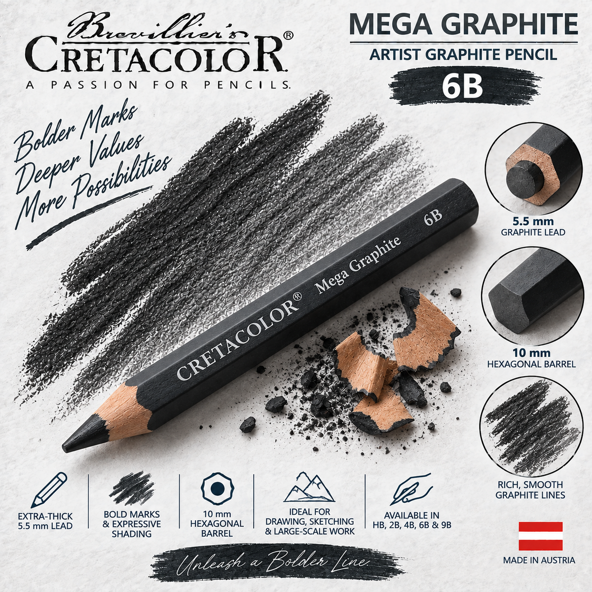 CRETACOLOR MEGA GRAPHITE PENCIL 6B