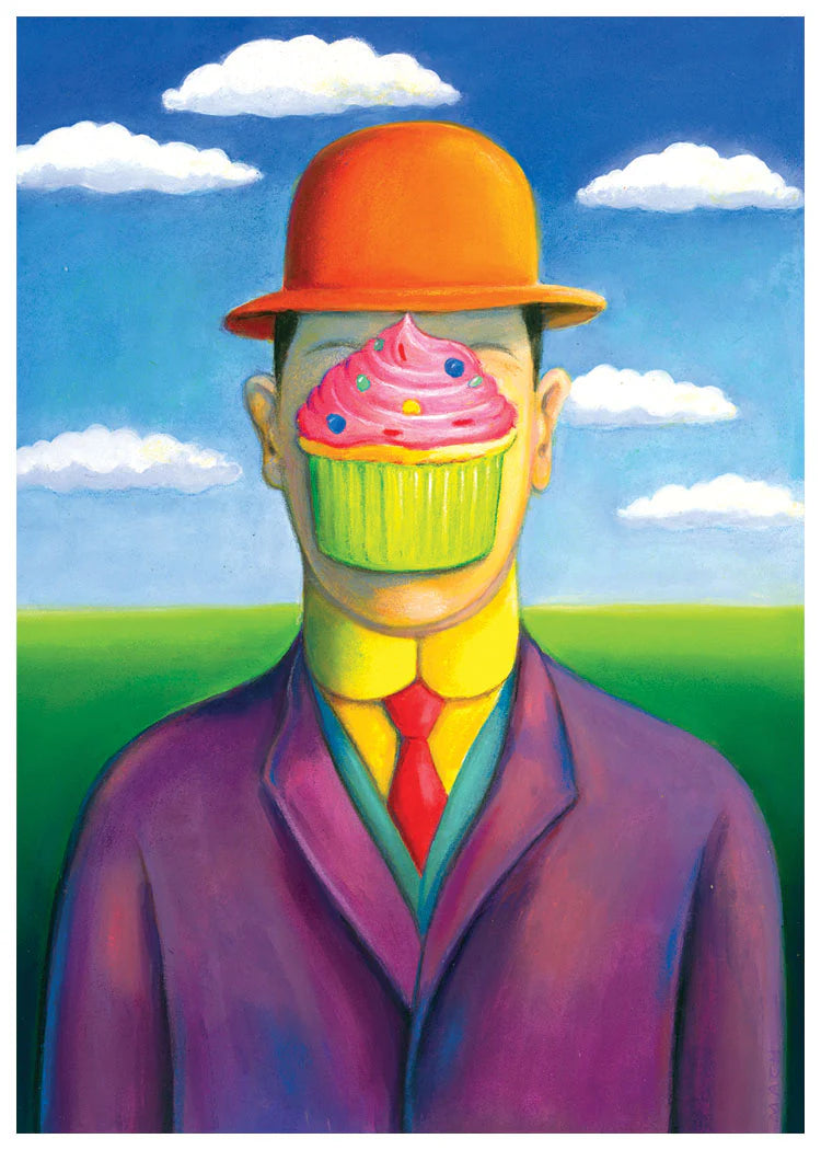 BIRTHDAY CARD- MAGRITTE WITH CUPCAKE