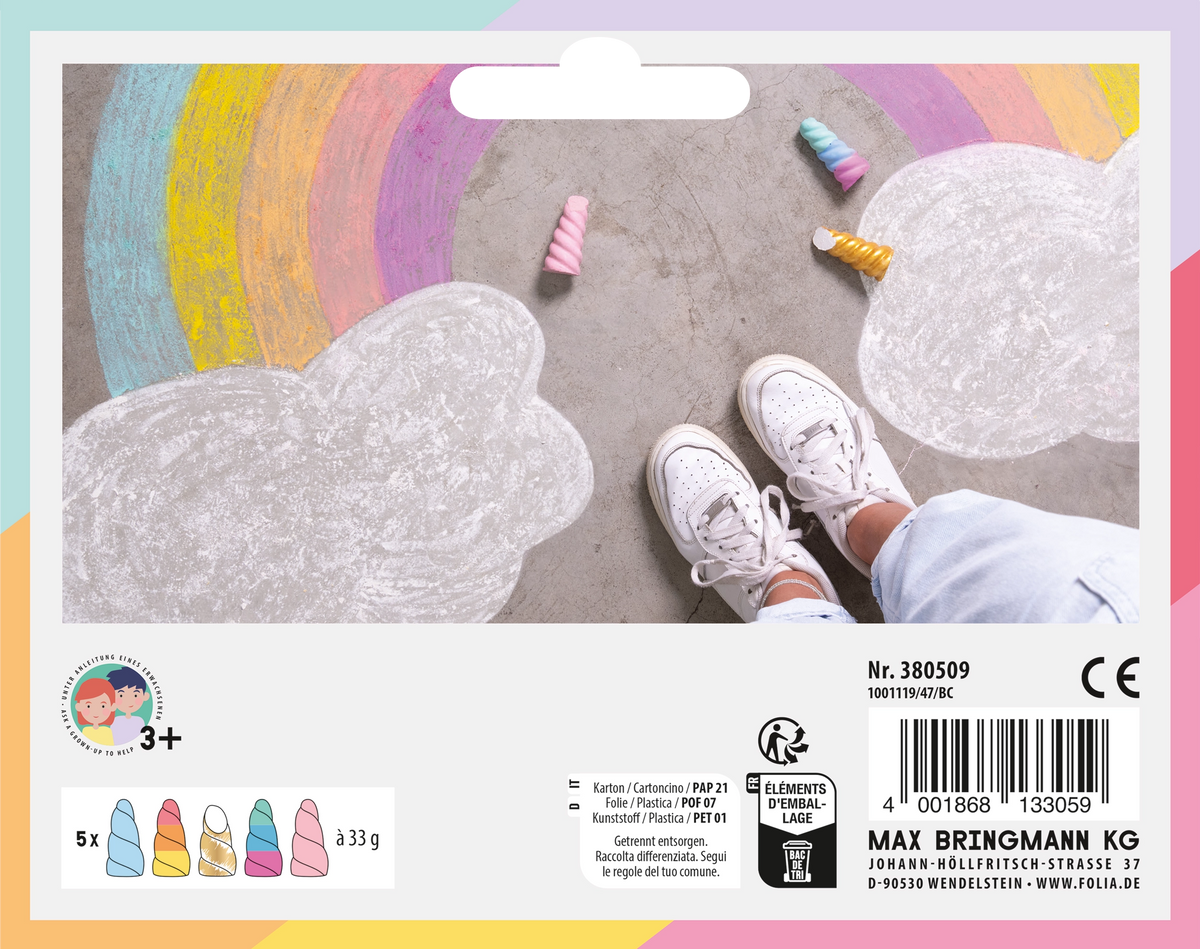 FOLIA UNICORN SIDEWALK CHALK 5 PIECE SET