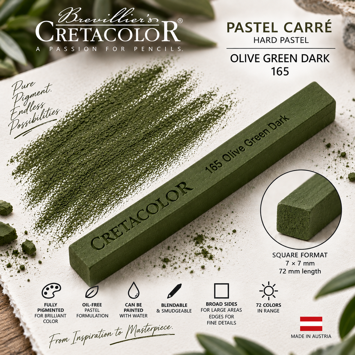 CRETACOLOR PASTEL CARRÉ OLIVE GREEN DARK