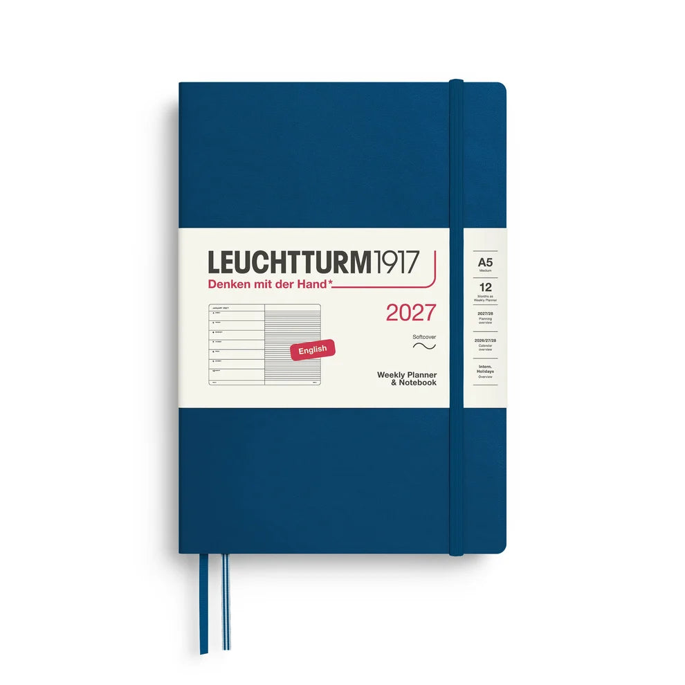 WEEKLY PLANNER &amp; NOTEBOOK MEDIUM (A5) 2027, SOFTCOVER, ENGLISH - INDIGO