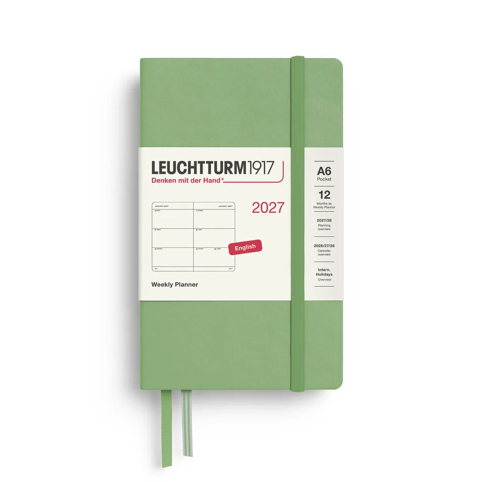 WEEKLY PLANNER, POCKET, A6, 2027, ENGLISH - SAGE