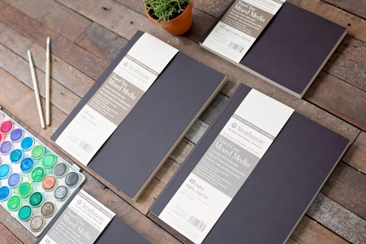 STRATHMORE 400 SERIES MIXED MEDIA HARDBOUND HARDCOVER ART BOOK - 5-1/2" X 8-1/2", 48 PAGES