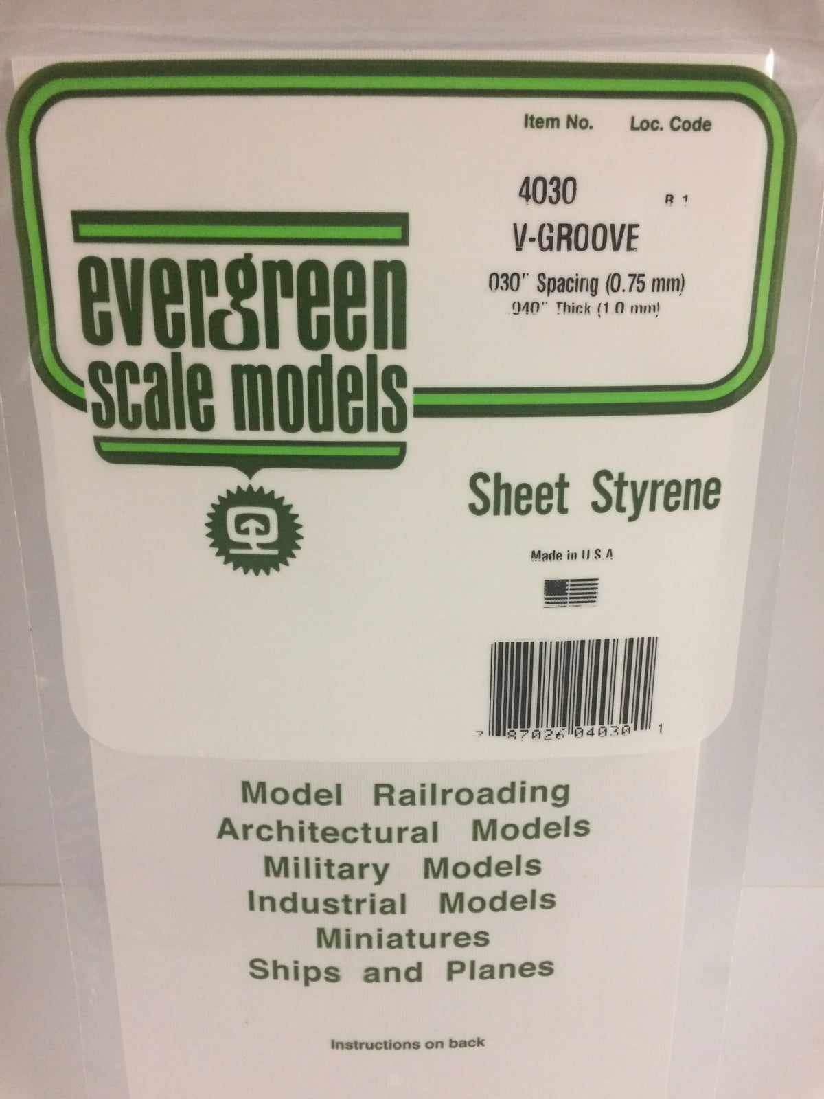 STYRENE SHEET V-GROOVE .030"