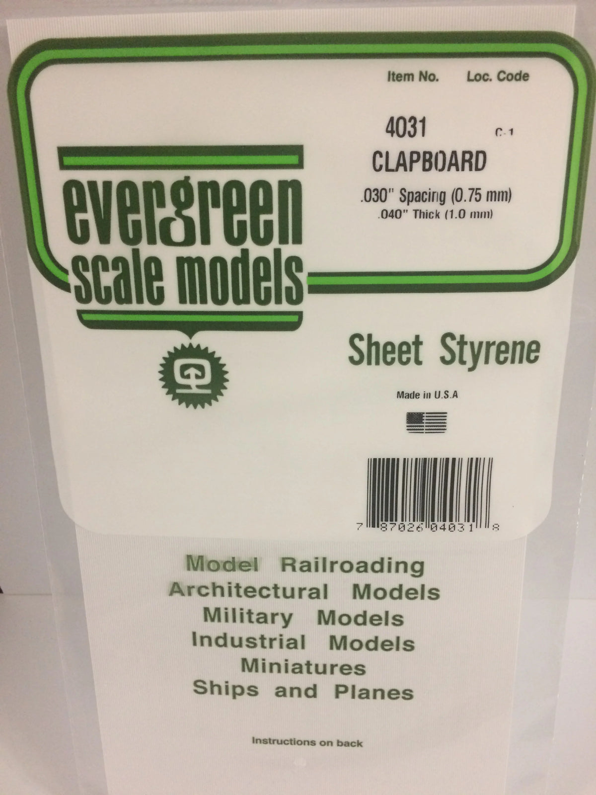 STYRENE SHEET CLAPBOARD .030