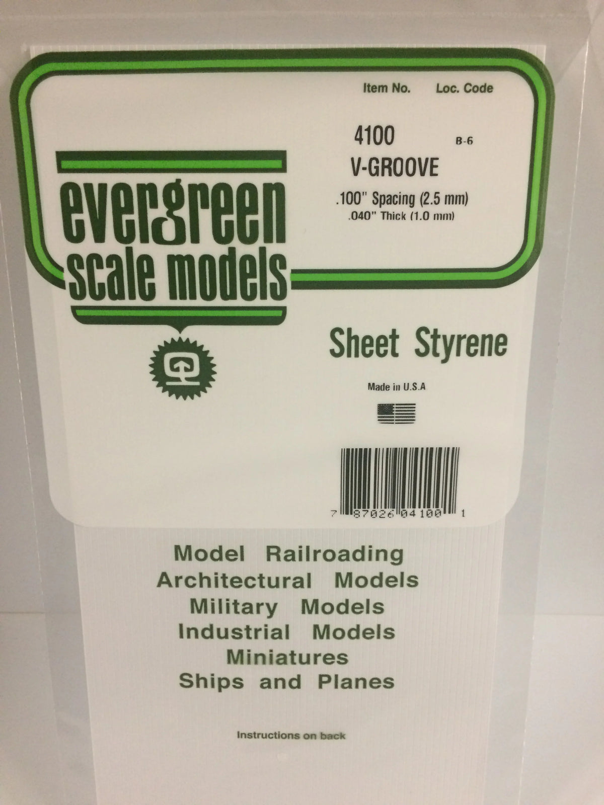 STYRENE SHEET V-GROOVE .100