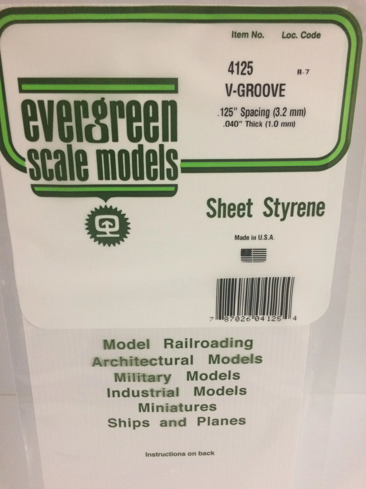 STYRENE SHEET V-GROOVE .125