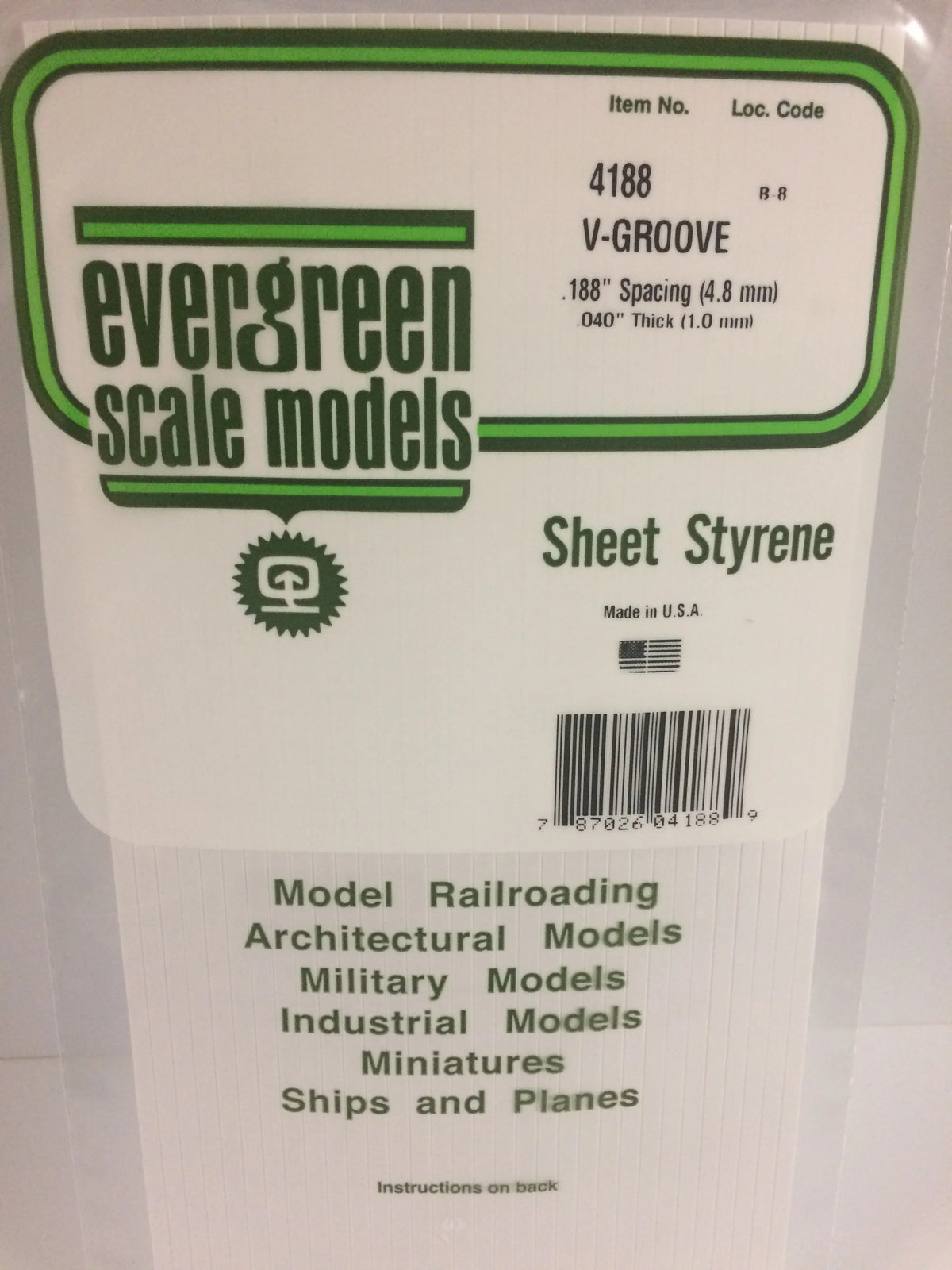 STYRENE SHEET V-GROOVE .188