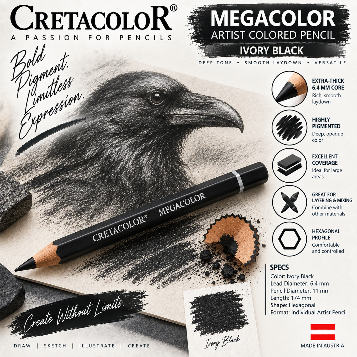 CRETACOLOR MEGACOLOR IVORY BLACK