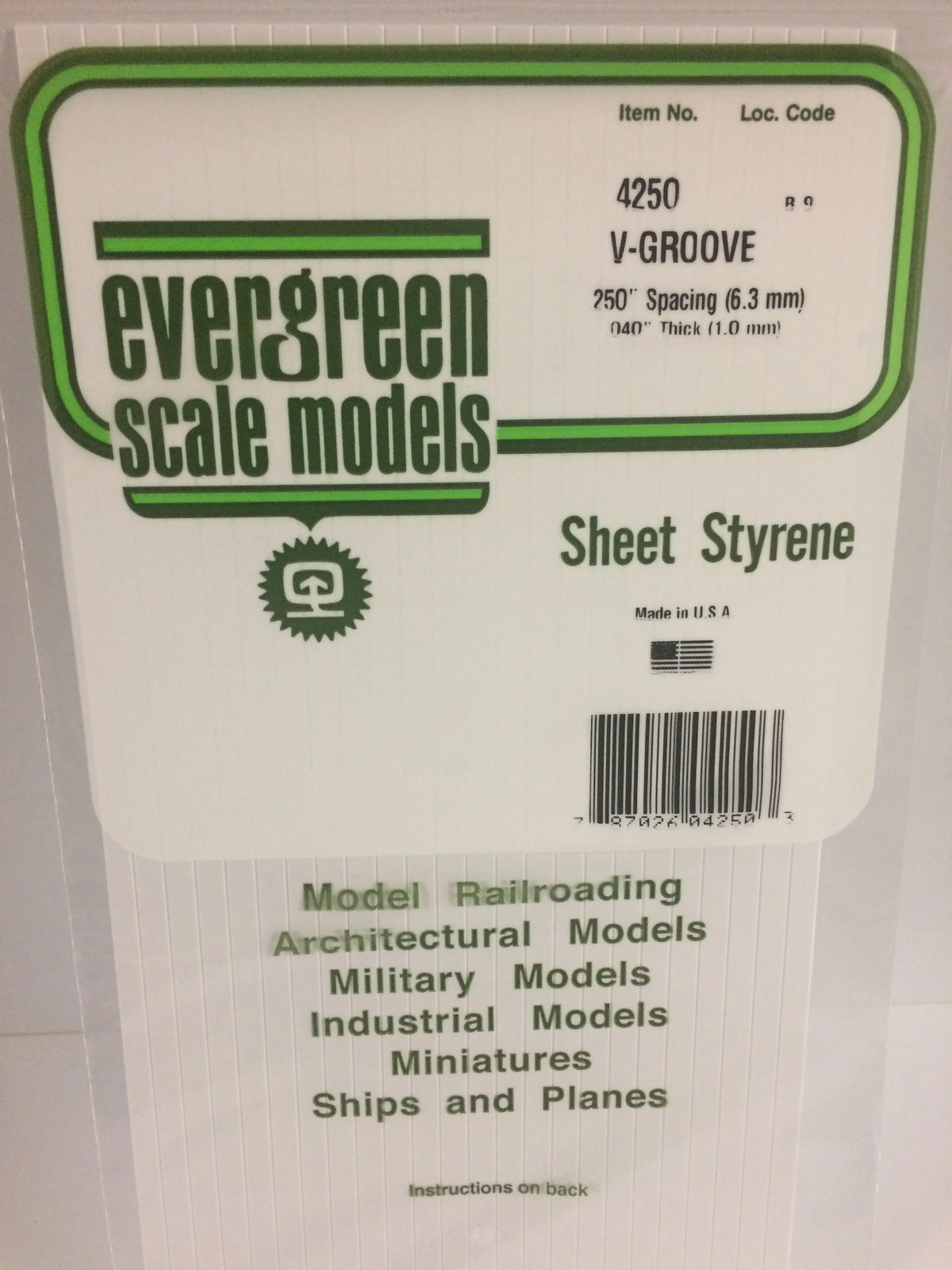 STYRENE SHEET V-GROOVE .250
