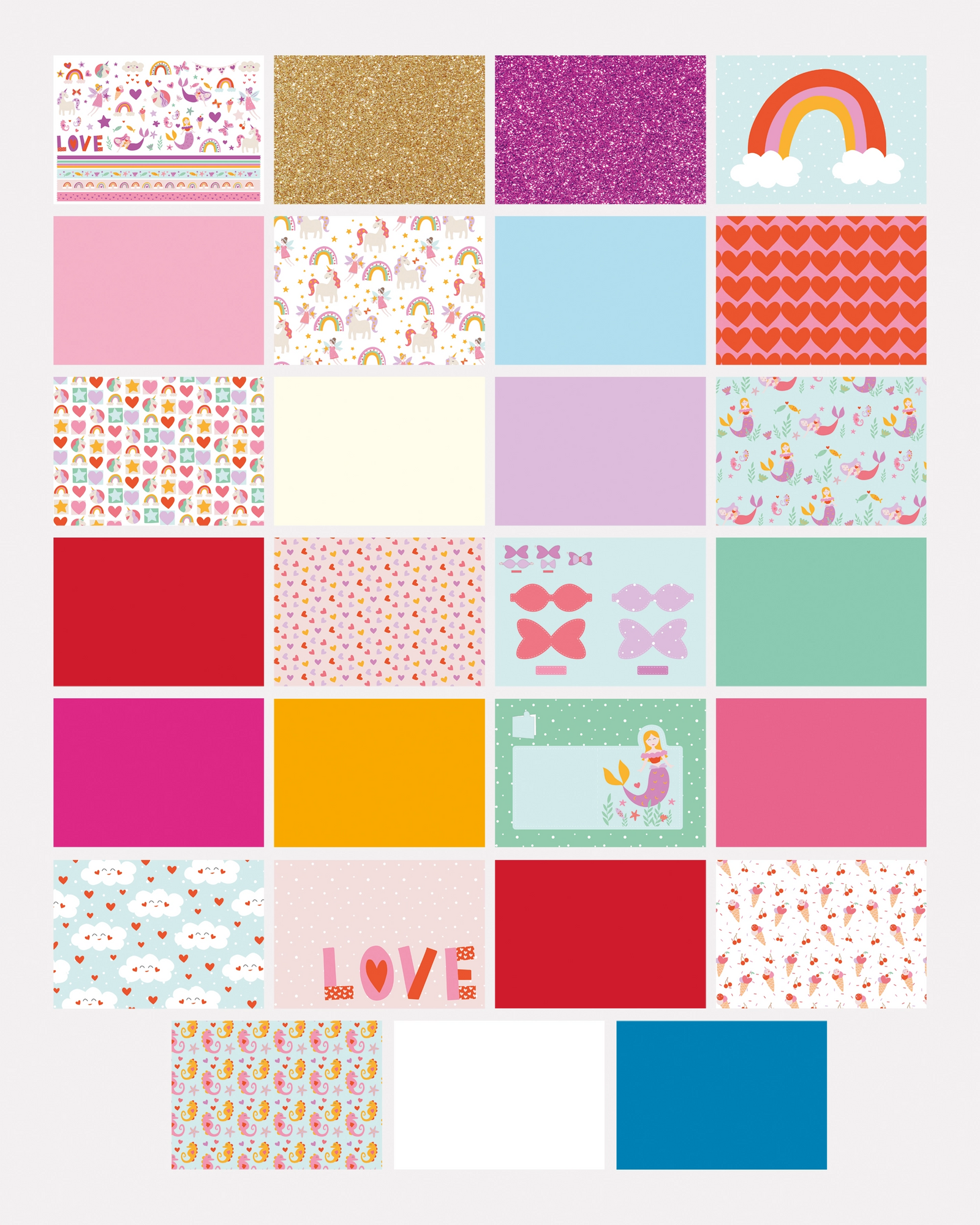 FOLIA DECORATIVE PAPER PAD SWEET GLITTER 9.4"X13.4"
