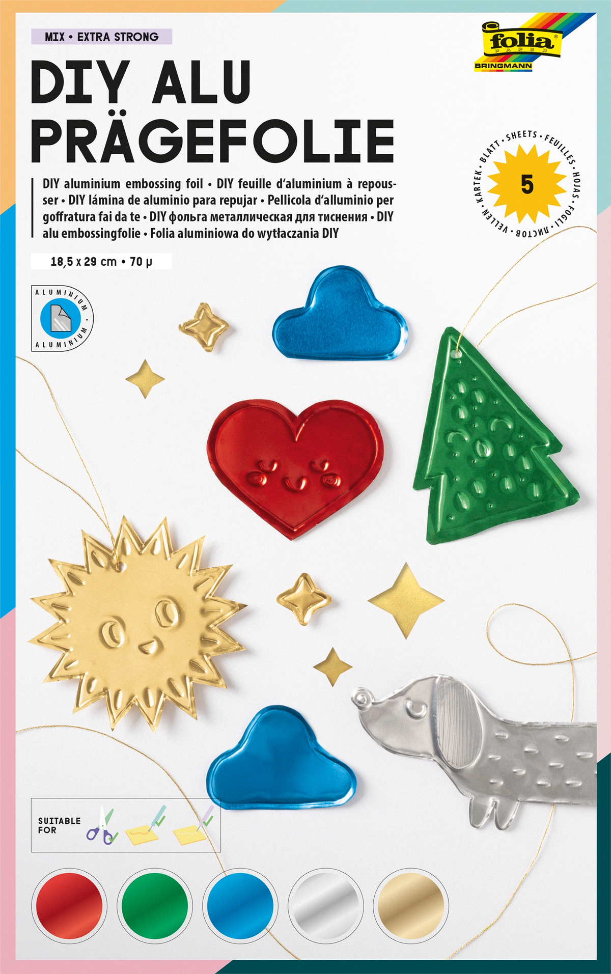 FOLIA DIY ALUM EMBOSSING FOIL 7.3 X11.4 SHEET - SILVER