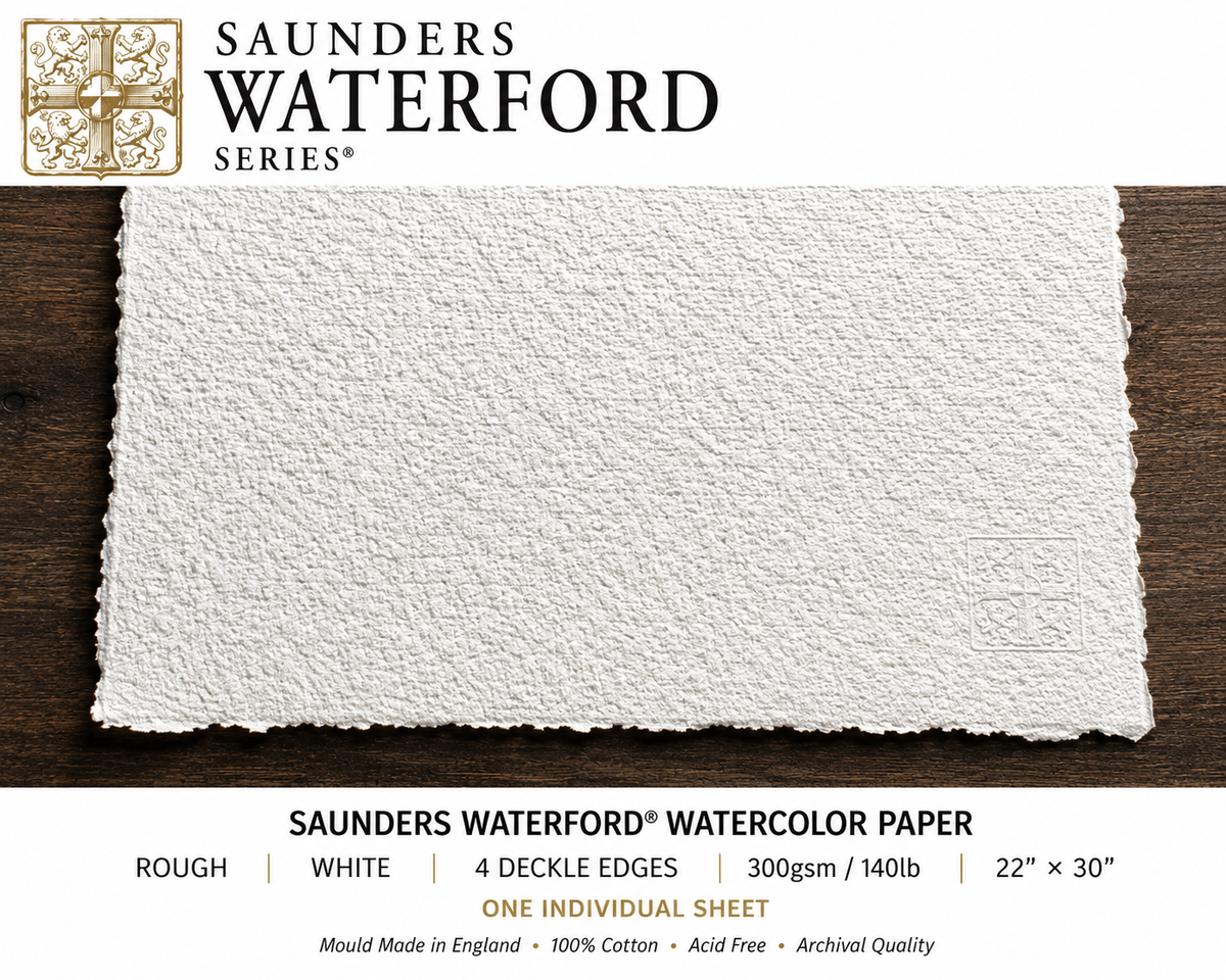 WATERFORD WATERCOLOR ROUGH WHITE 4-DECKLE 300g 22X30