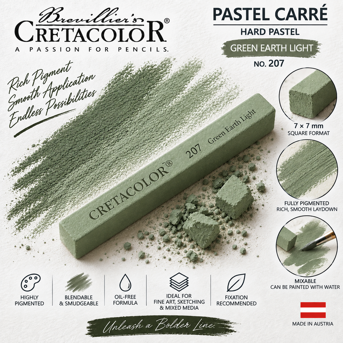 CRETACOLOR PASTEL CARRÉ GREEN EARTH LIGHT