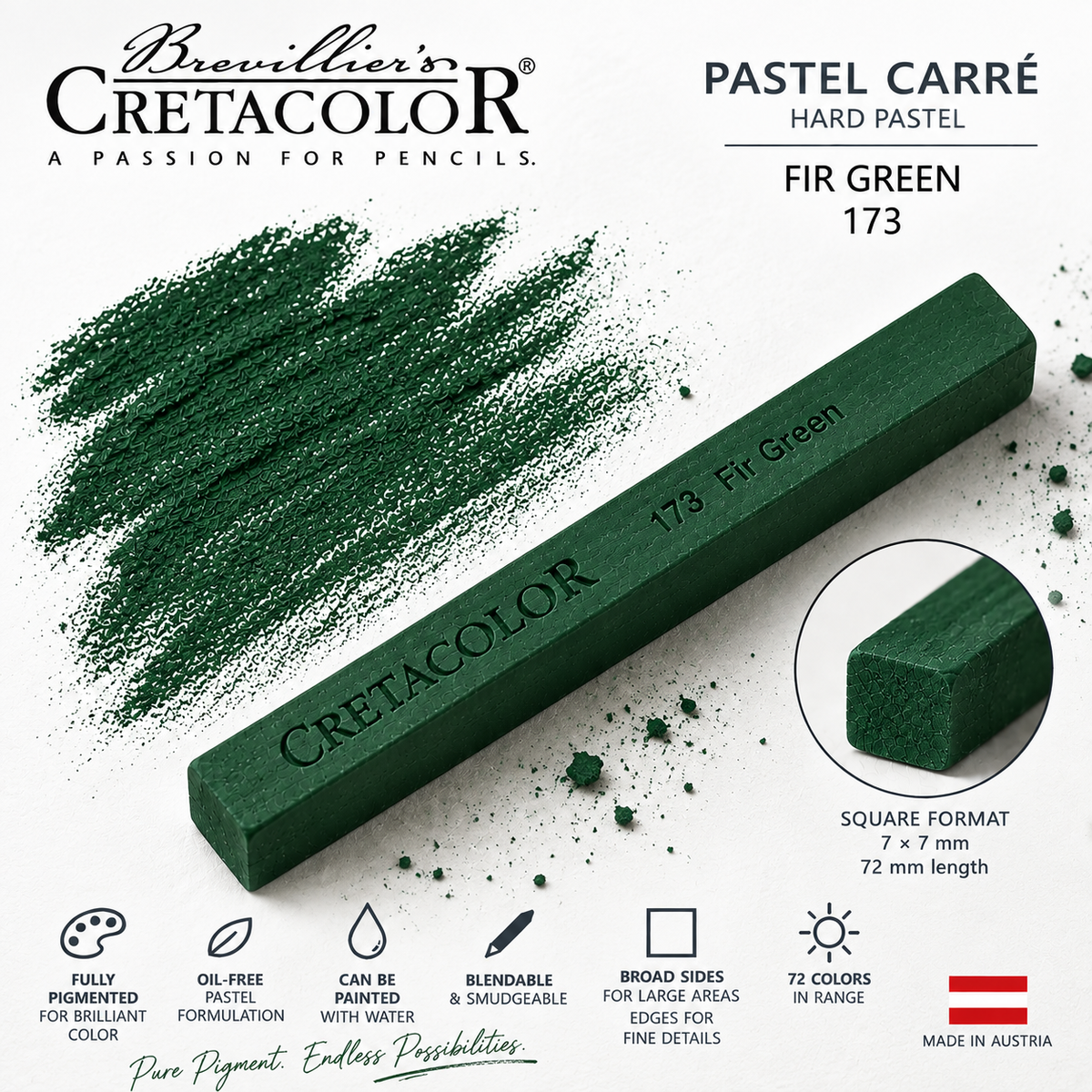 CRETACOLOR PASTEL CARRÉ FIR GREEN