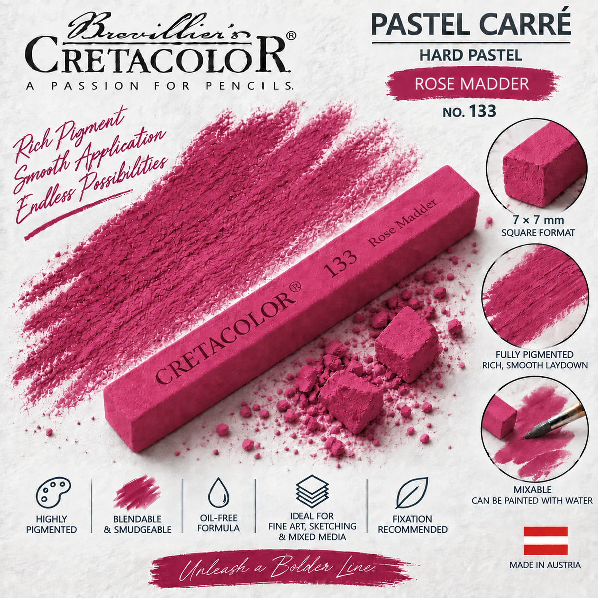CRETACOLOR PASTEL CARRÉ ROSE MADDER