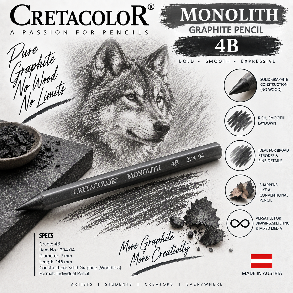 CRETACOLOR MONOLITH GRAPHITE PENCIL 4B