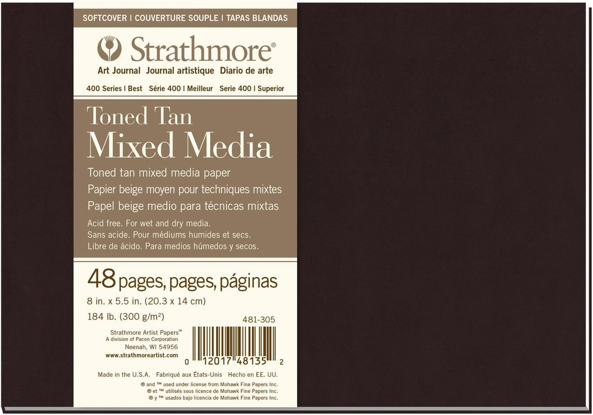 STRATHMORE 400 SERIES MIXED MEDIA HARDBOUND HARDCOVER ART BOOK - 5-1/2" X 8-1/2", 48 PAGES