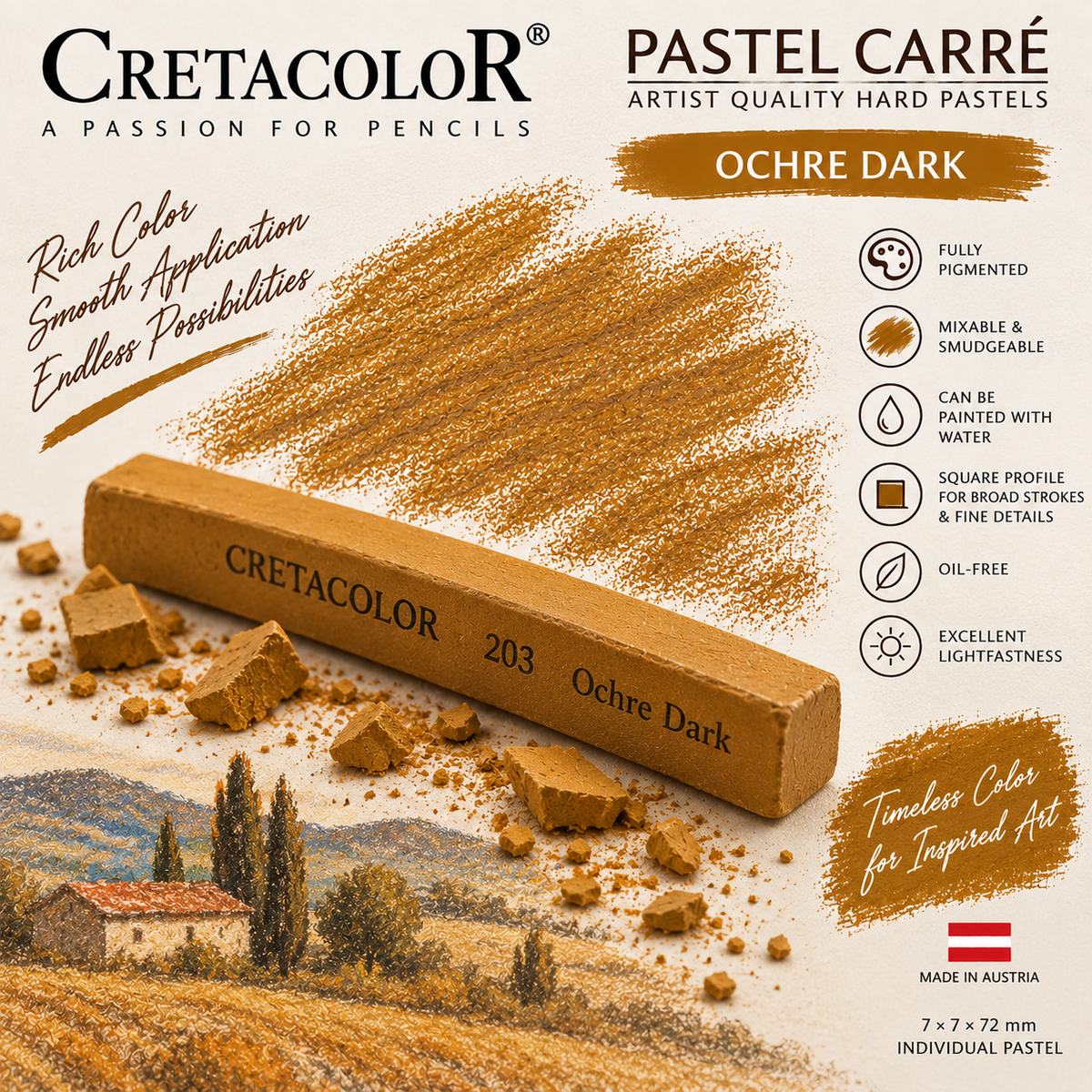 CRETACOLOR PASTEL CARRÉ OCHRE DARK