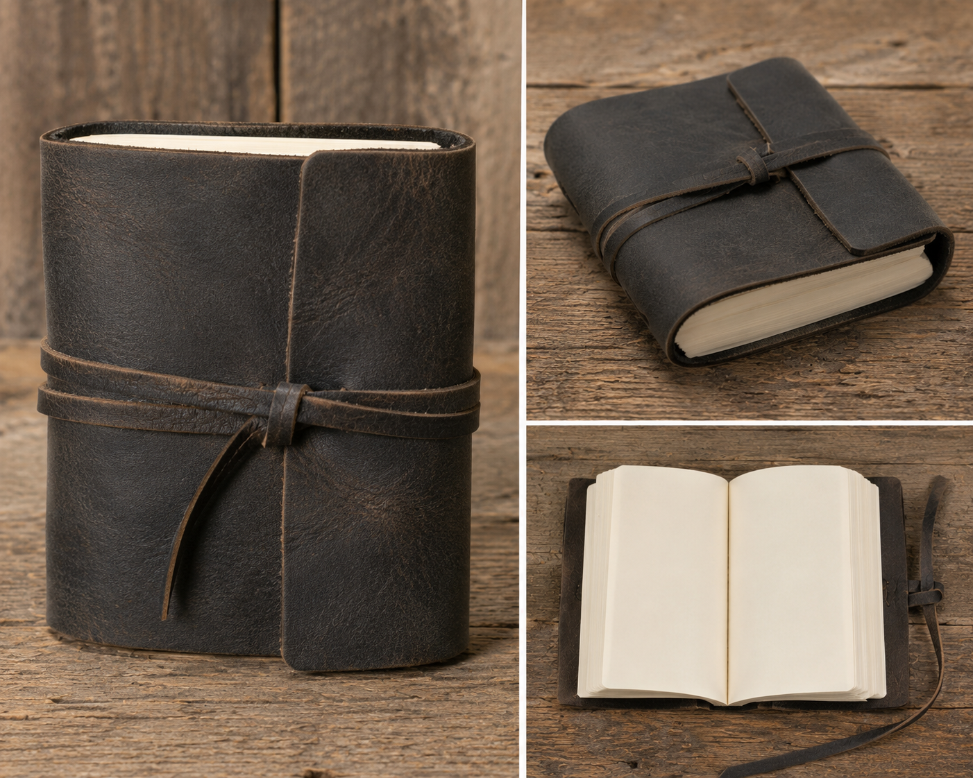 LEATHER JOURAL 3.75"x4.5" CHARCOAL