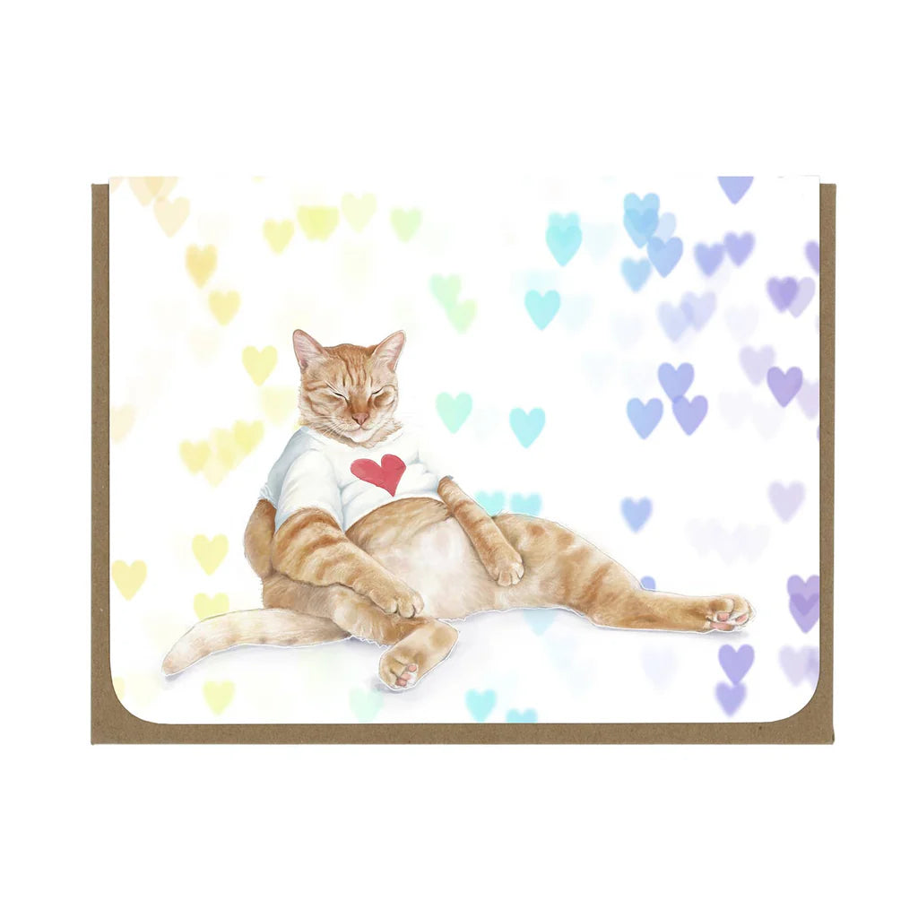 VINYL STICKER- ORANGE TABBY IN HEART TEE
