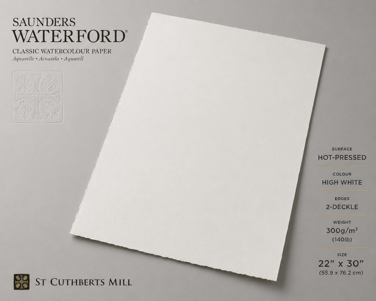 WATERFORD WATERCOLOR HOT-PRESSED HIGH WHITE 2-DECKLE 300g 22X30