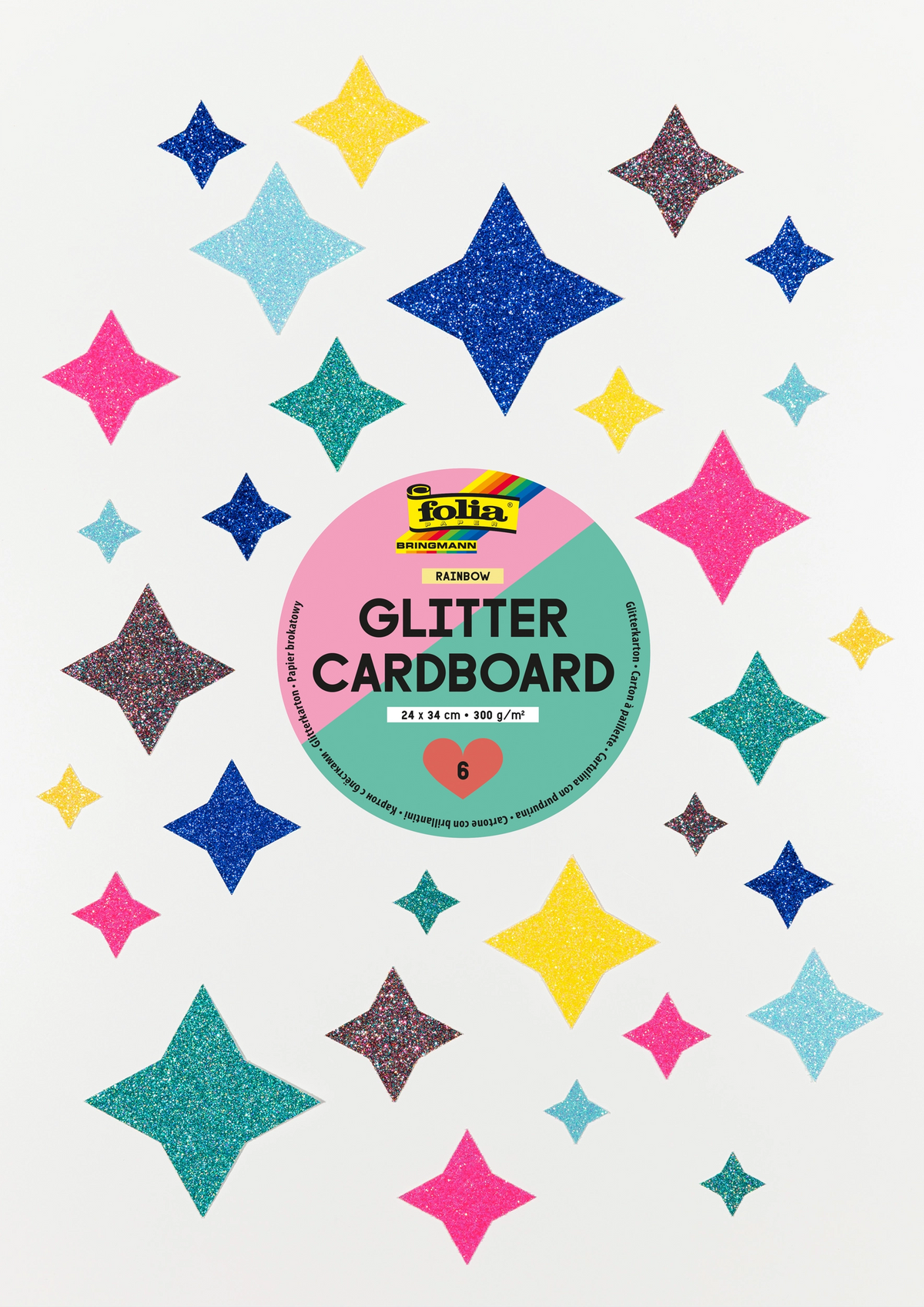 FOLIA GLITTER BOARD PAD RAINBOW 6.85"X9.65" ASSORTED