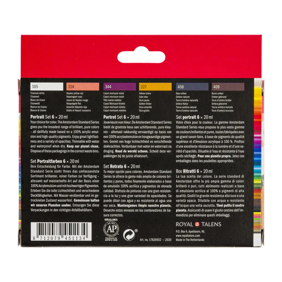 AMSTERDAM STANDARD ACRYLIC 6X20ML PORTRAIT COLORS SET