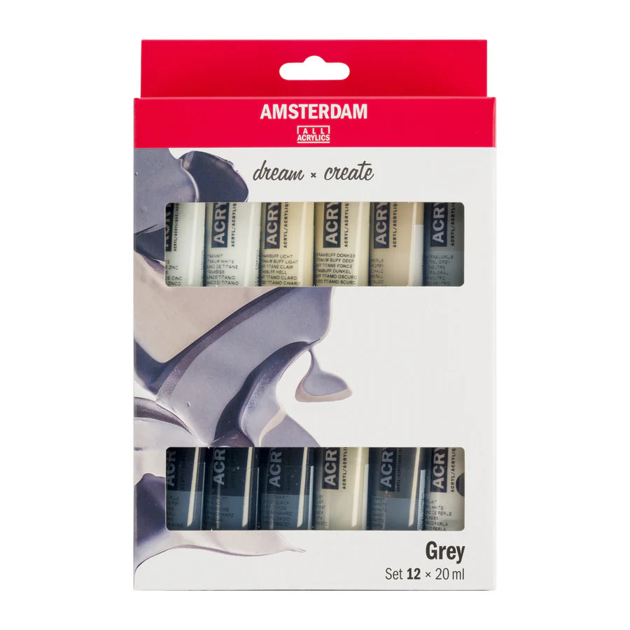 AMSTERDAM STANDARD ACRYLIC 12X20ML GREYS SET