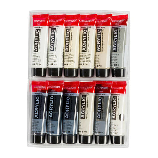 AMSTERDAM STANDARD ACRYLIC 12X20ML GREYS SET