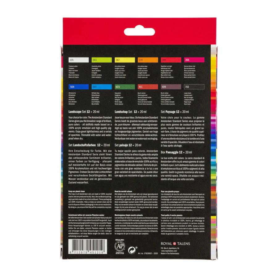 AMSTERDAM STANDARD ACRYLIC 12X20ML LANDSCAPE SET