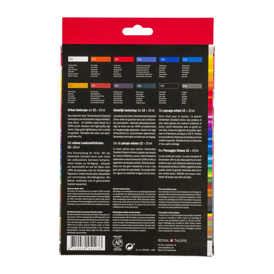 AMSTERDAM STANDARD ACRYLIC 12X20ML URBAN LANDSCAPE. SET