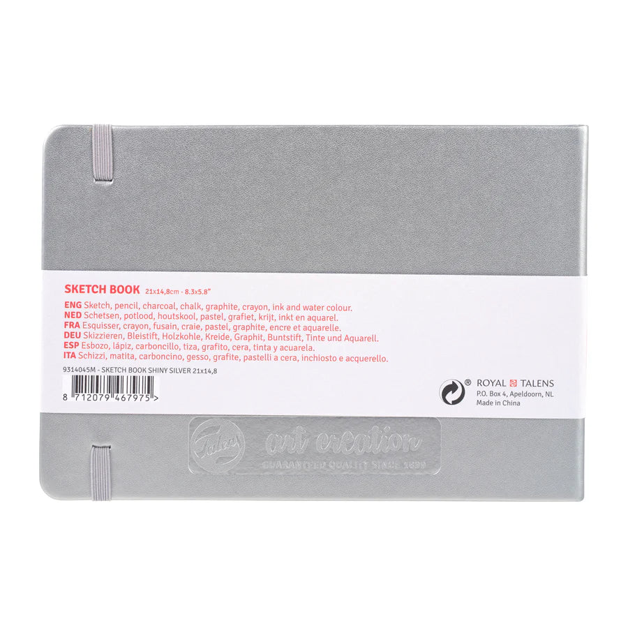 TALENS ART CREATION SKETCHBOOK 140G# SHINY SILVER COVER 21CM x 14.8CM (A5)