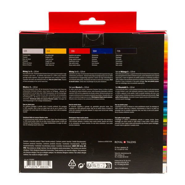 AMSTERDAM STANDARD ACRYLIC MIXING SET – 5X120 ML